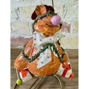 Fozzie Bear Muppets 1978 Paper Mache Christmas Ornament Retro Vintage HTF Gift